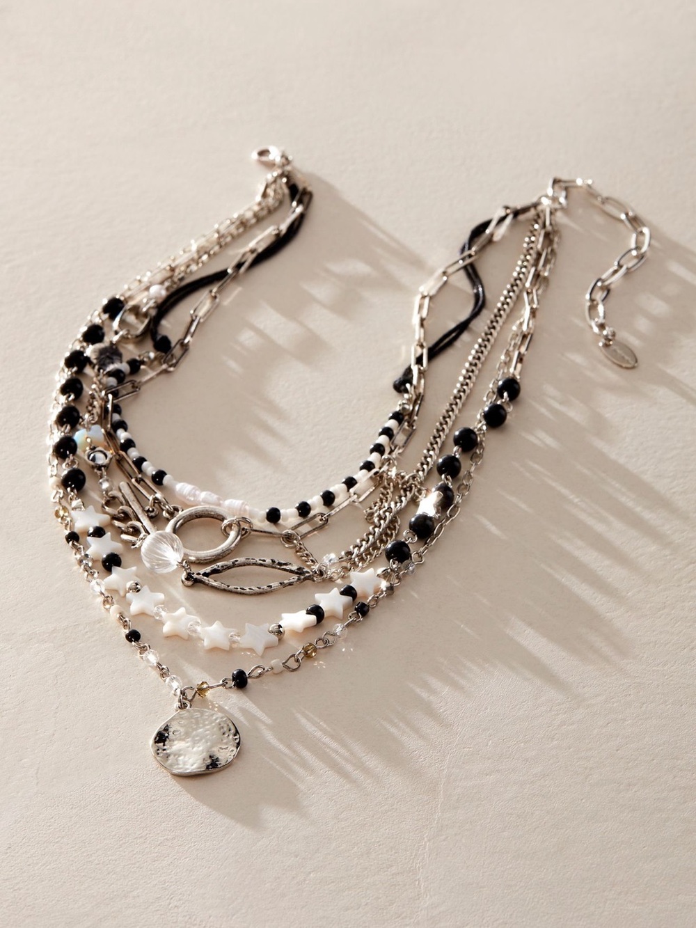 Free People Starry Layer Necklace-Black & White